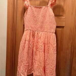 ANDREE BY UNIT Peach Eyelet Smocked Midi Sun Dress